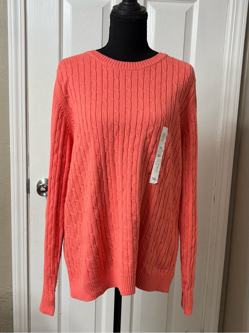 croft & barrow Coral Cable-Knit Crewneck Sweater